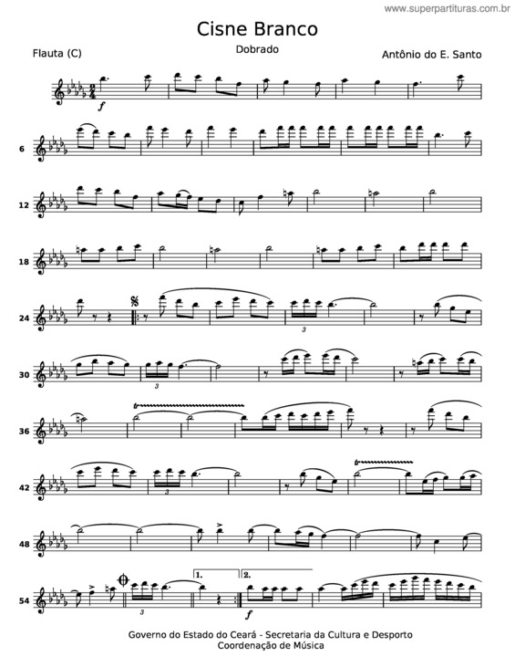 Partitura da música Cisne Branco – Antônio Do E. Santo v.2