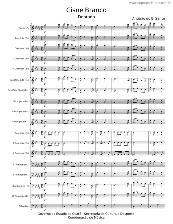 Partitura da música Cisne Branco – Antônio Do E. Santo v.3