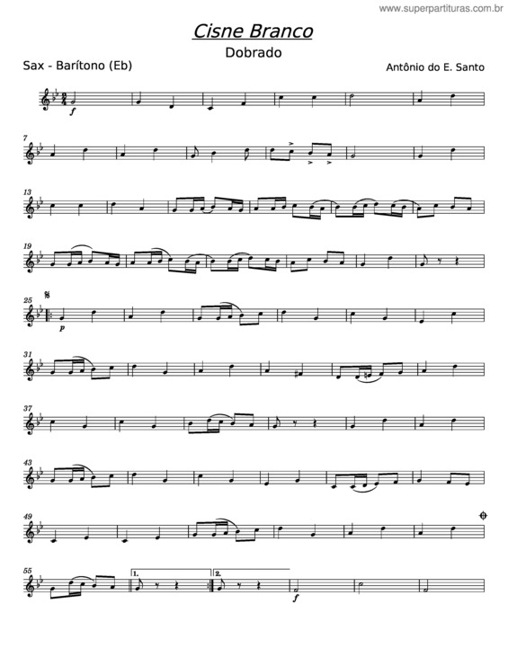 Partitura da música Cisne Branco – Antônio Do E. Santo v.5