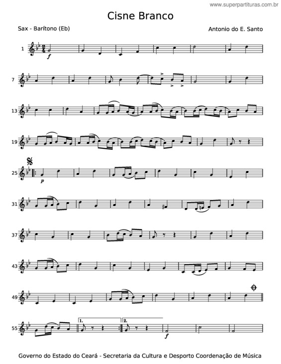 Partitura da música Cisne Branco – Antônio Do E. Santo v.6