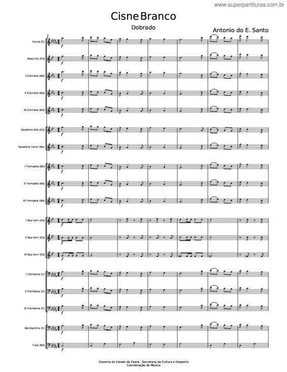 Partitura da música Cisne Branco – Antônio Do E. Santo