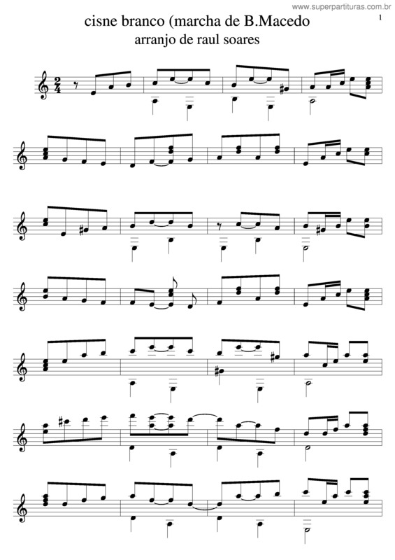 Partitura da música Cisne Branco v.2