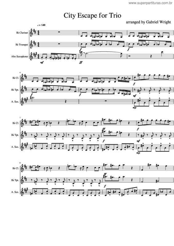 Partitura da música City Escape For Woodwind Trio