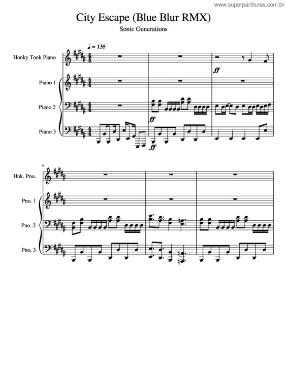 Partitura da música City Escape
