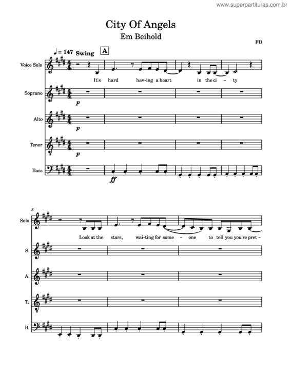 Partitura da música City Of Angels – Em Beihold