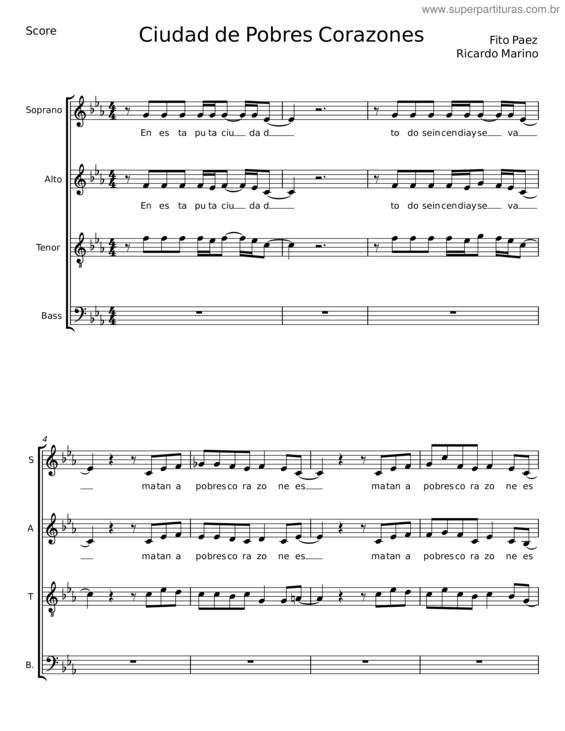 Partitura da música Ciudad De Pobres Corazones – Fito Paez