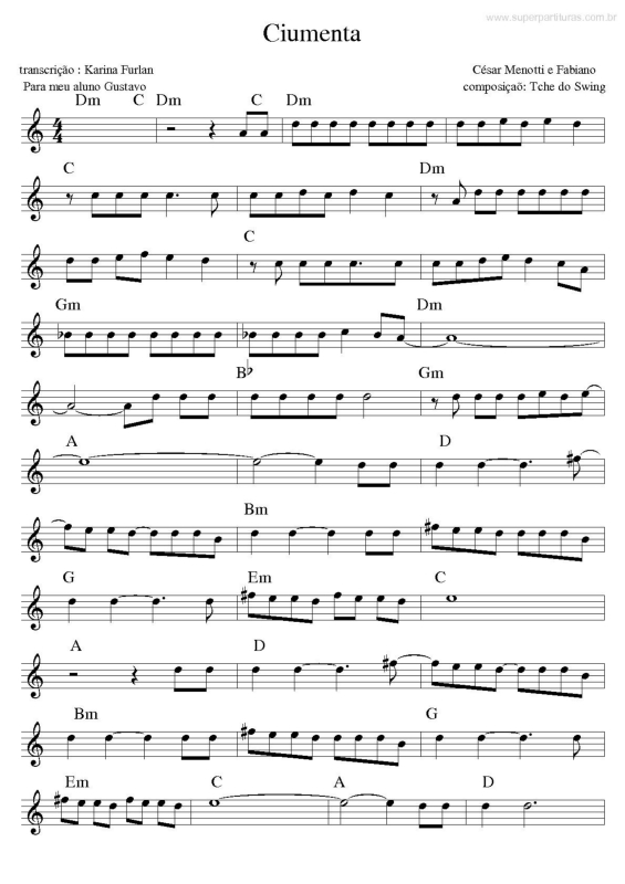 Partitura da música Ciumenta