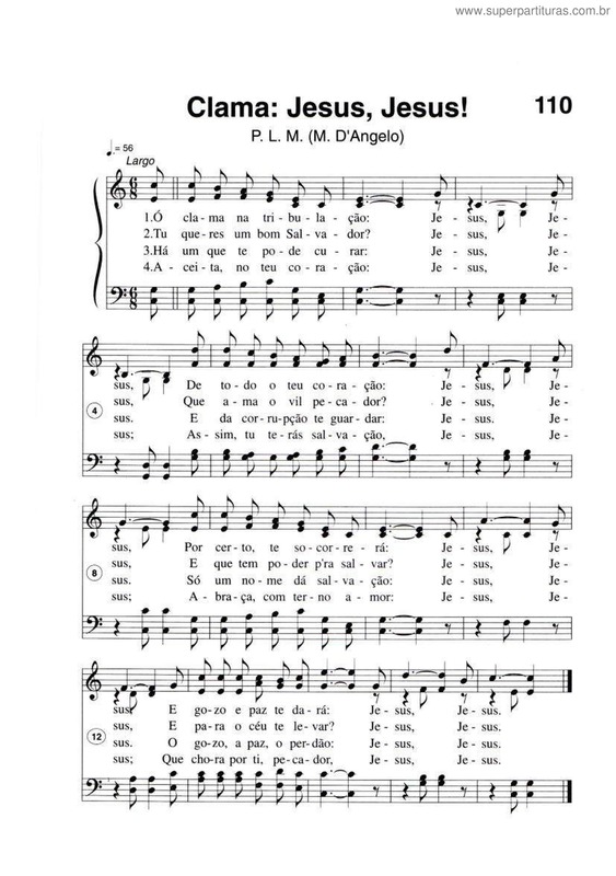 Partitura da música Clama: Jesus, Jesus!