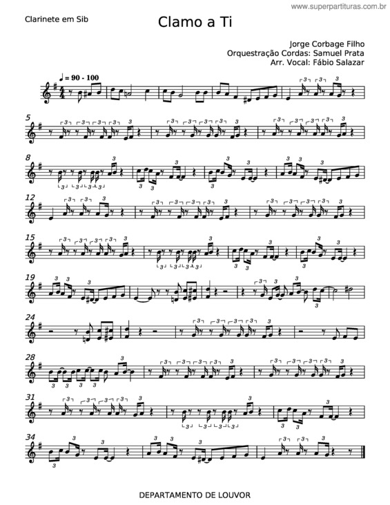 Partitura da música Clamo A Ti – Jorge Corbage Filho
