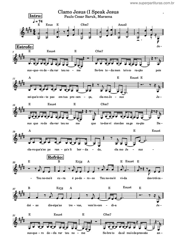 Partitura da música Clamo Jesus v.3