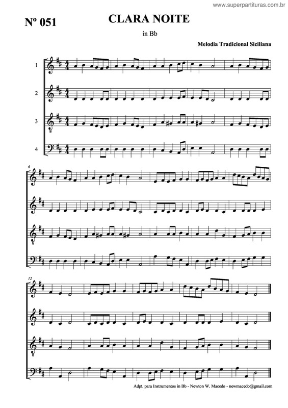 Partitura da música Clara Noite v.2