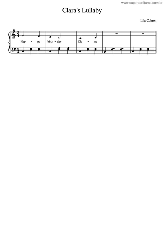 Partitura da música Clara`S Lullaby v.2