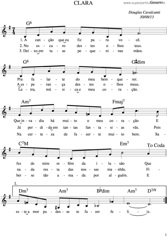 Partitura da música Clara