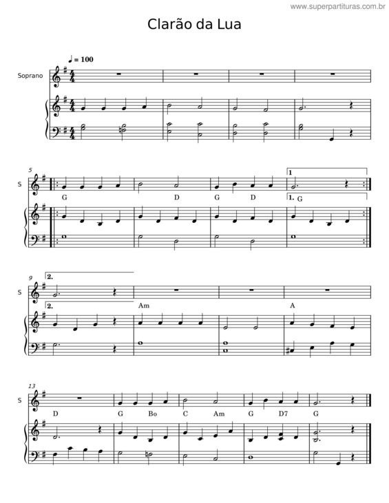 Partitura da música Clarão Da Lua