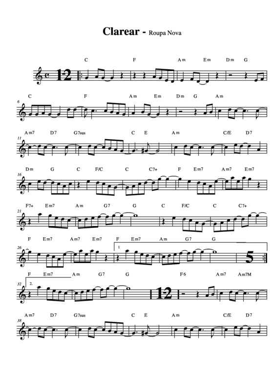 Partitura da música Clarear v.2