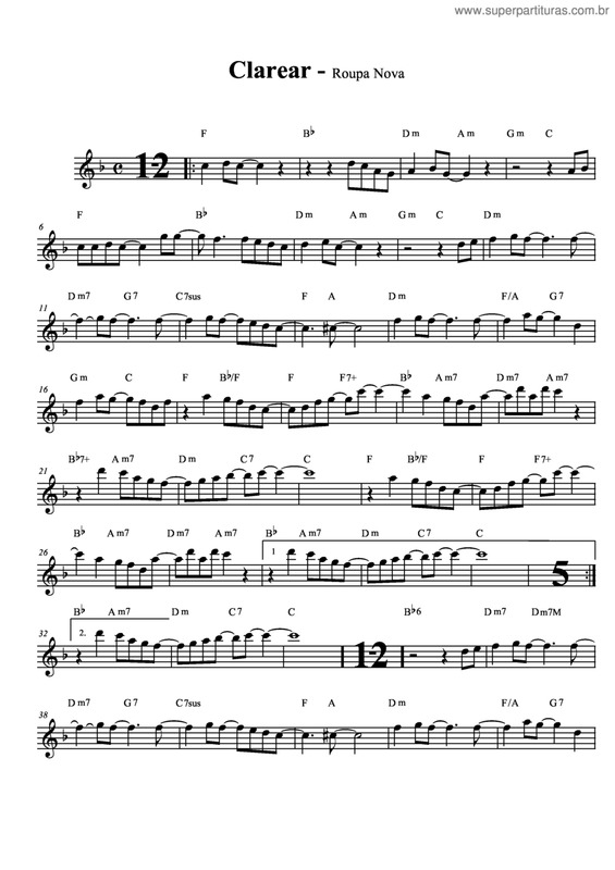 Partitura da música Clarear v.4