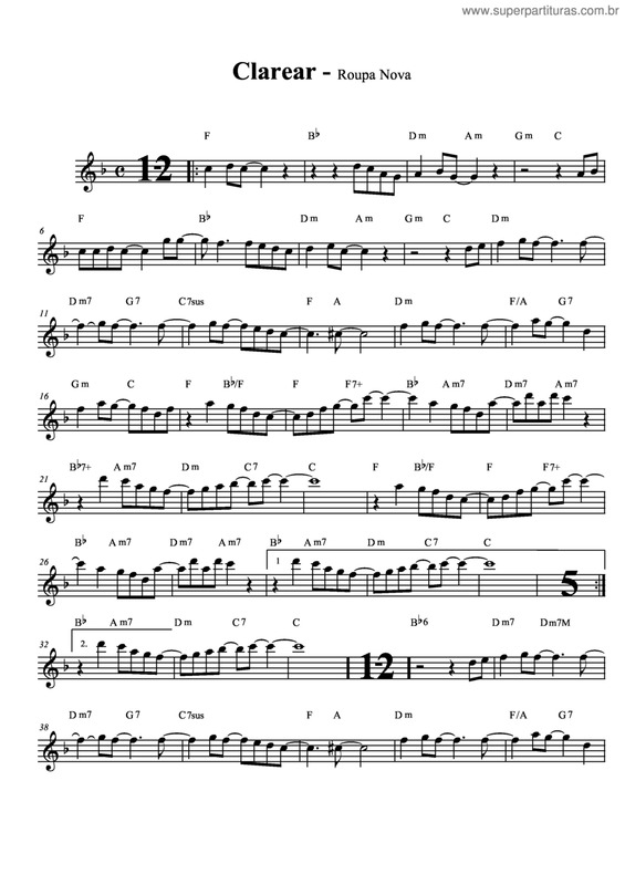 Partitura da música Clarear v.4