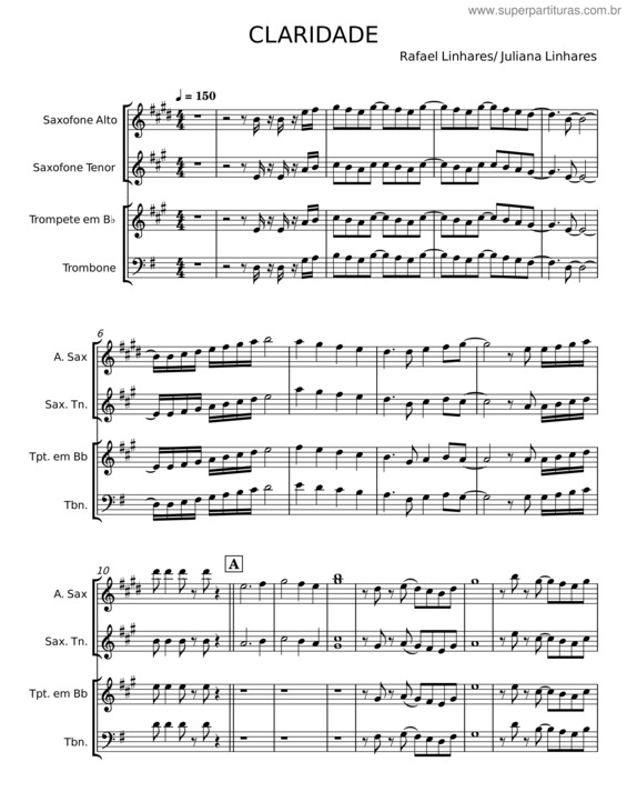 Partitura da música Claridade – Rafael Linhares;Juliana Linhares