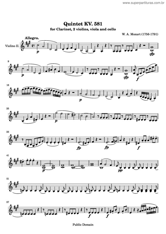 Partitura da música Clarinet Quintet v.2