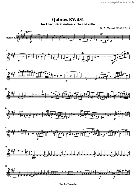 Partitura da música Clarinet Quintet v.3