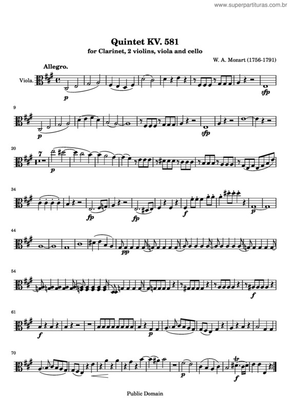 Partitura da música Clarinet Quintet v.4