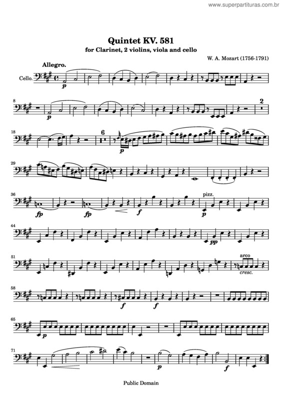 Partitura da música Clarinet Quintet v.5