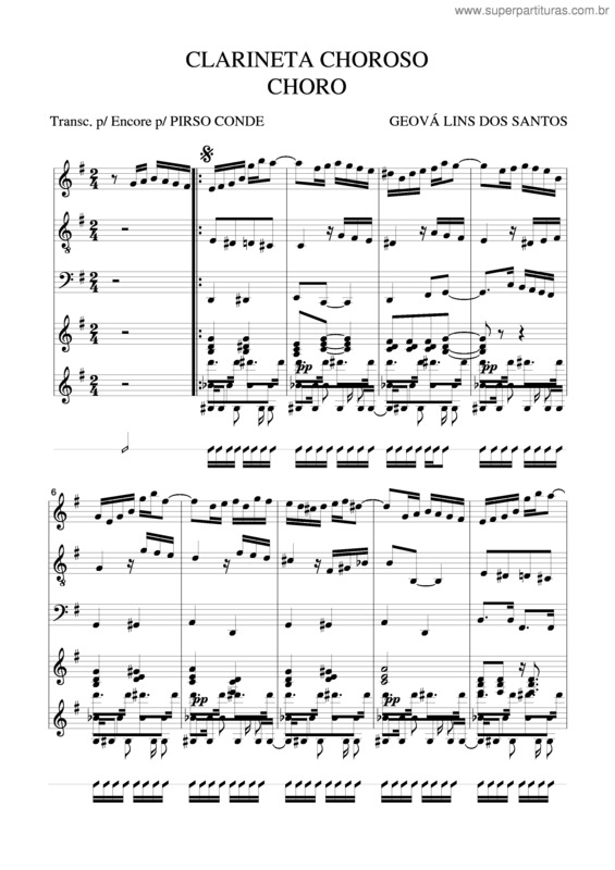 Partitura da música Clarineta Choroso