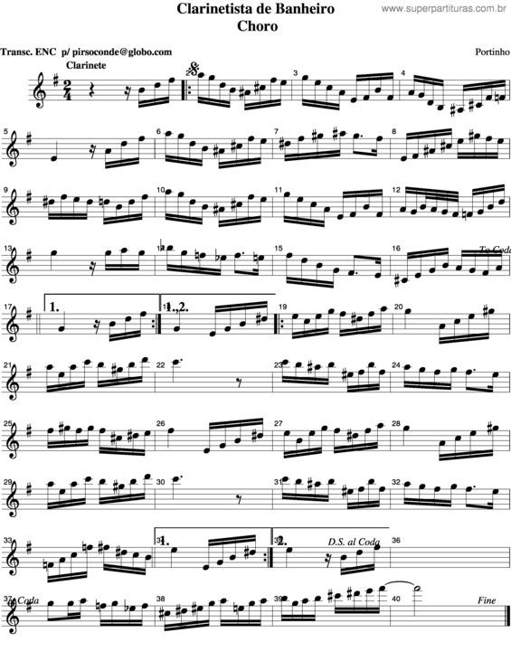 Partitura da música Clarinetista De Banheiro v.2