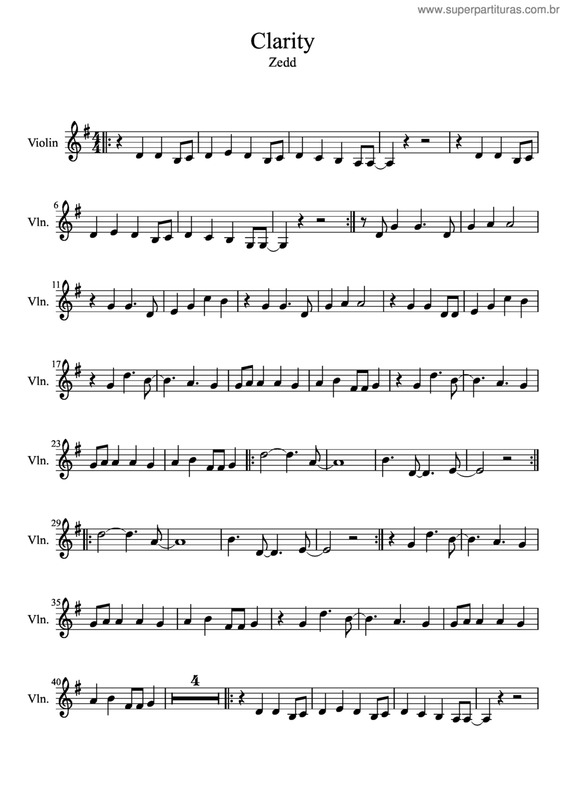 Partitura da música Clarity v.2