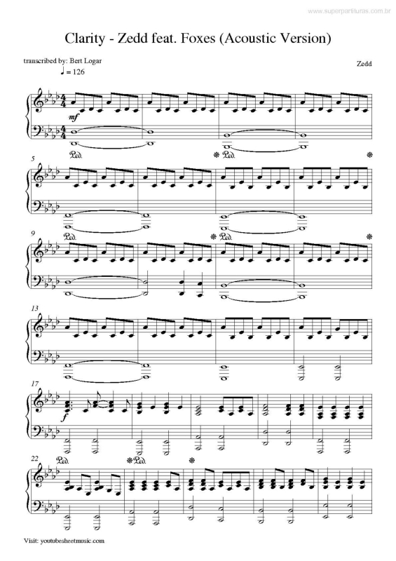 Partitura da música Clarity