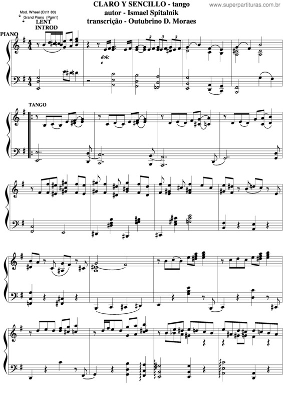 Partitura da música Claro Y Sencillo