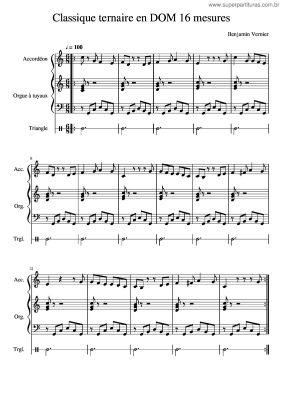 Partitura da música Classique Ternaire En Dom 16 Mesures