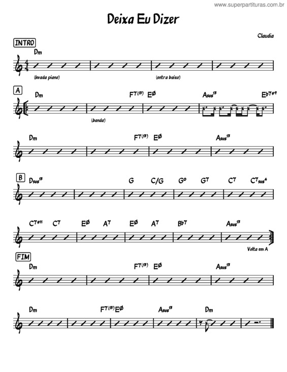 Partitura da música Claudia v.5