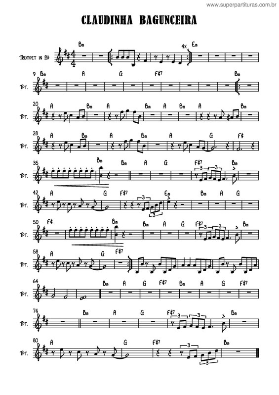 Partitura da música Claudinha Bagunceira