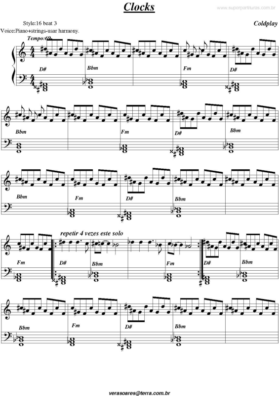 Partitura da música Clocks v.3