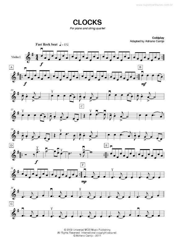 Partitura da música Clocks v.6