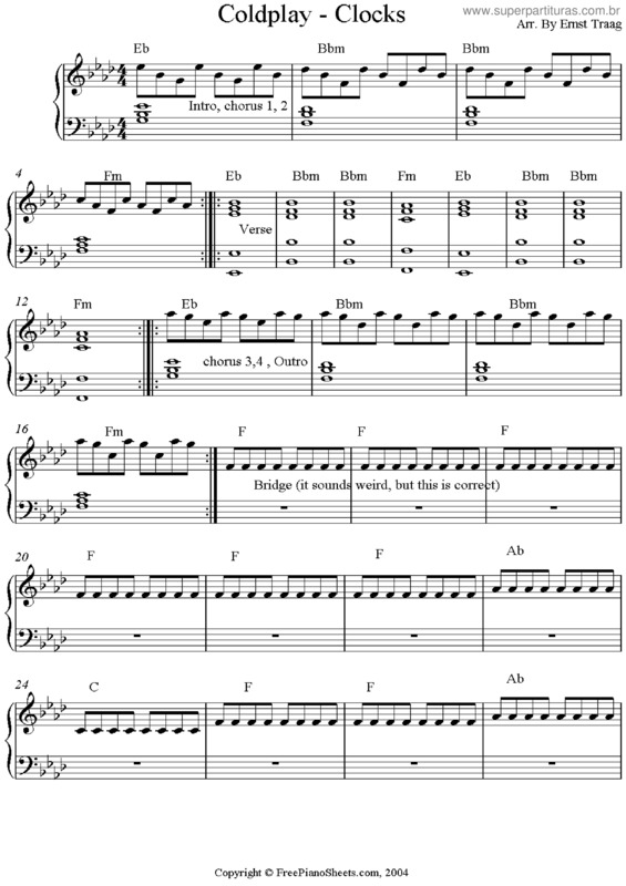 Partitura da música Clocks v.7