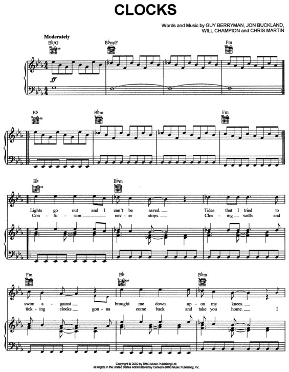 Partitura da música Clocks v.9