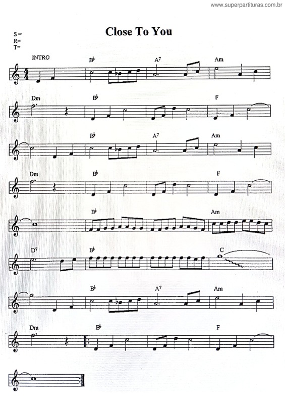 Partitura da música Close To You v.15