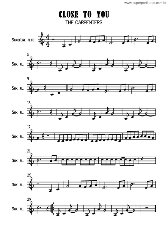 Partitura da música Close To You v.19