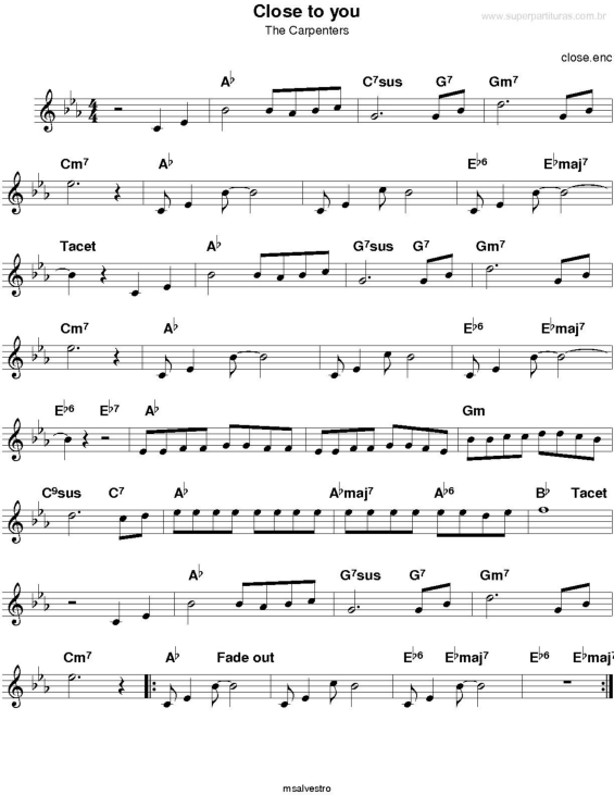 Partitura da música Close To You v.2