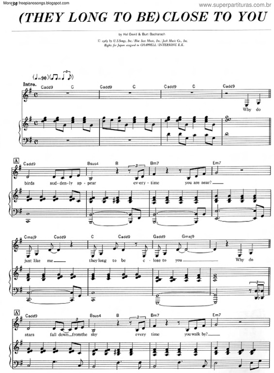 Partitura da música Close To You v.20