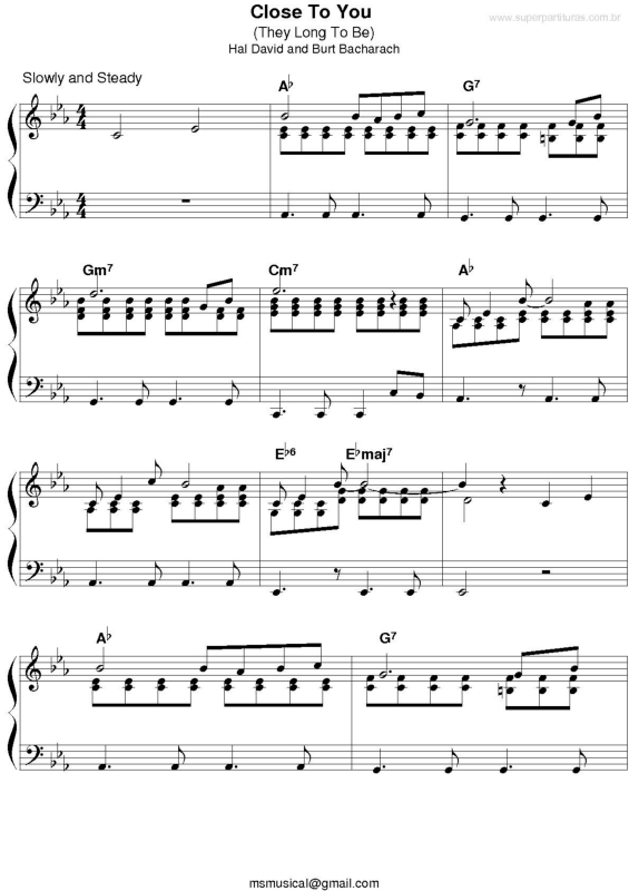 Partitura da música Close To You v.4