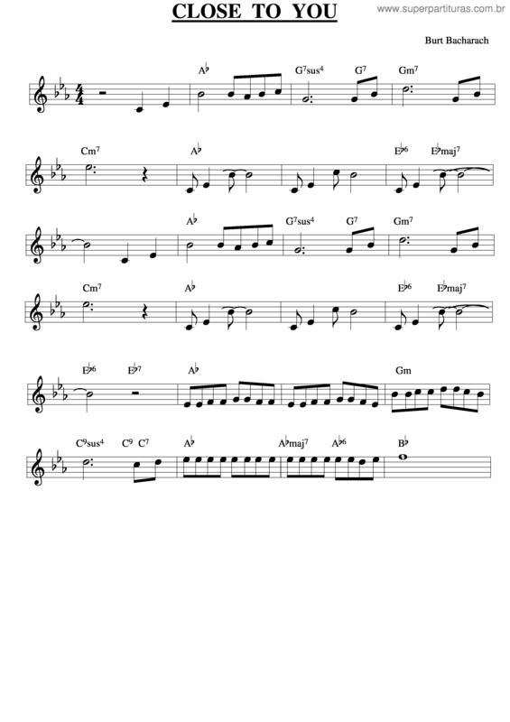 Partitura da música Close To You v.5