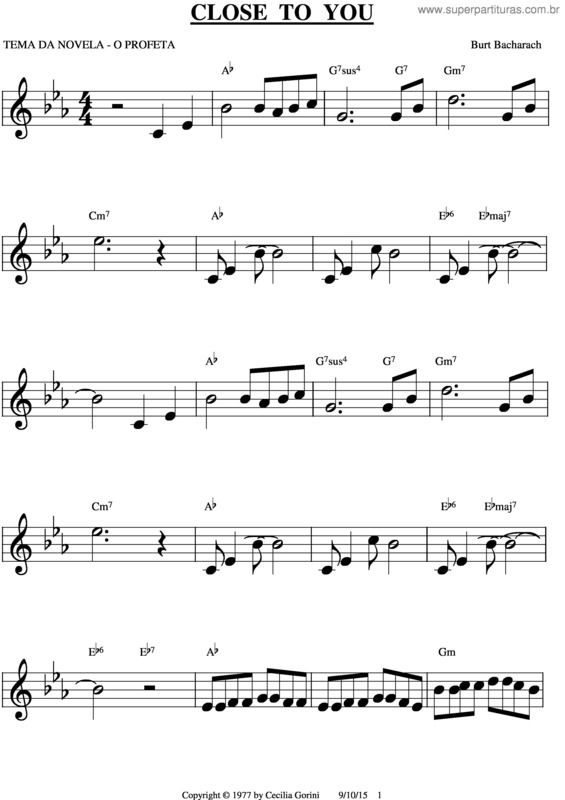 Partitura da música Close To You v.6