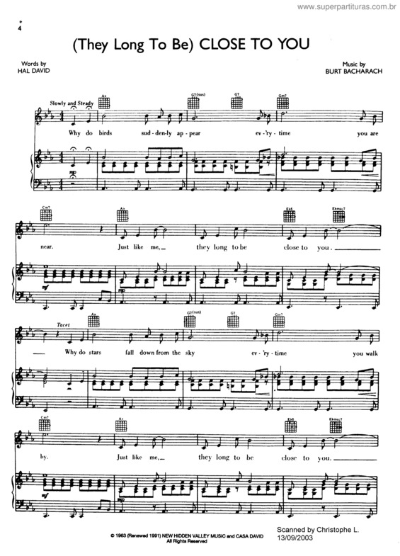 Partitura da música Close To You v.7