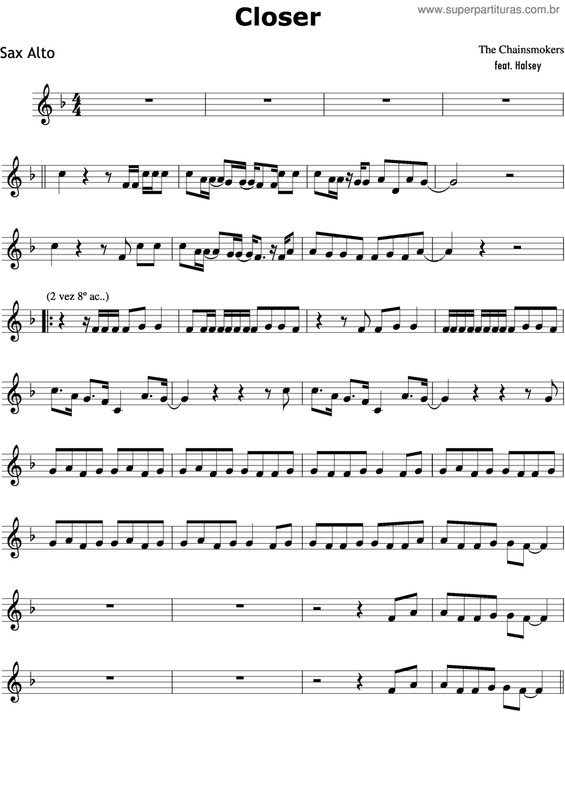 Partitura da música Closer v.2