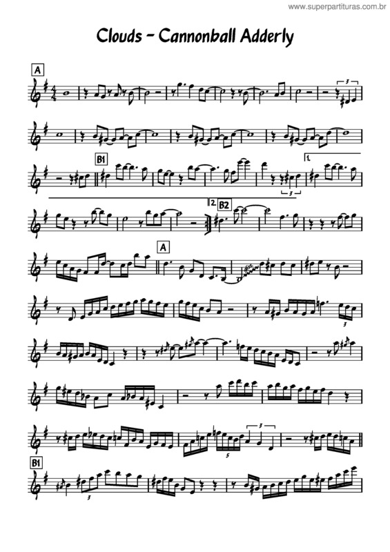 Partitura da música Clouds – Cannonball Adderley, Sergio Mendes, Durval Ferreira, Maurício Einhorn Clouds – Cannonball Adderley