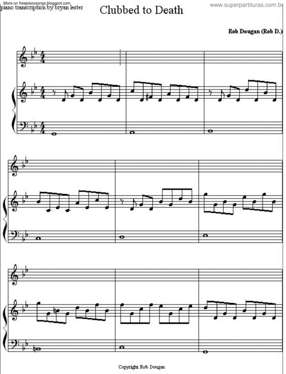 Partitura da música Clubbed To Death v.2