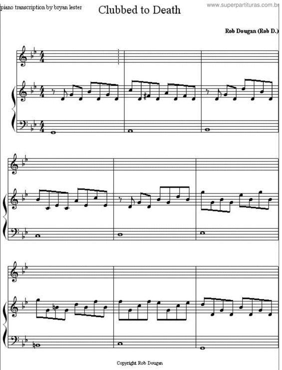 Partitura da música Clubbed To Death